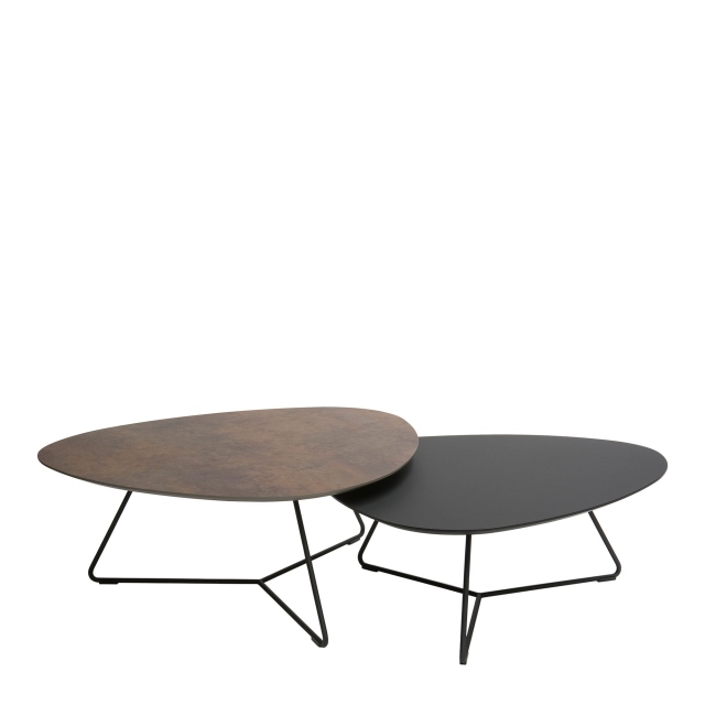 Coffee Table Set Inc 95cm Table & 87cm Table Black Frame - Stratus