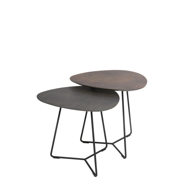 End Table Set Inc 58x55cm Table & 58x50cm Table Black Frame - Stratus