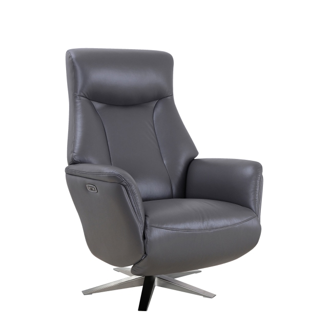 Swivel Power Recliner Chair In Leather - Diplomat