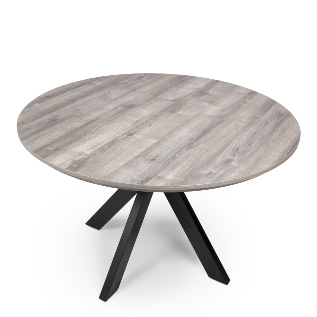 120Øcm Smart Top Round Dining Table In Grey Oak Finish - Rochester