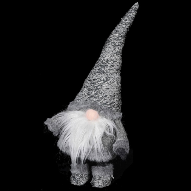 Grey Sprung Santa Gnome