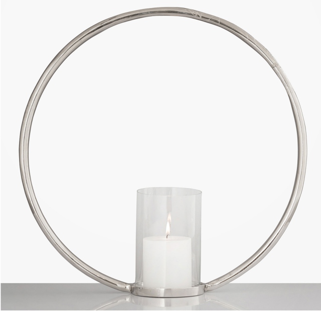 Silver Large - Ring Pillar Candle Holder
