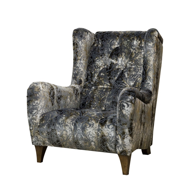 Accent Chair In Fabric Grade D Brocade Bronze with Dark Wood Feet - Washington