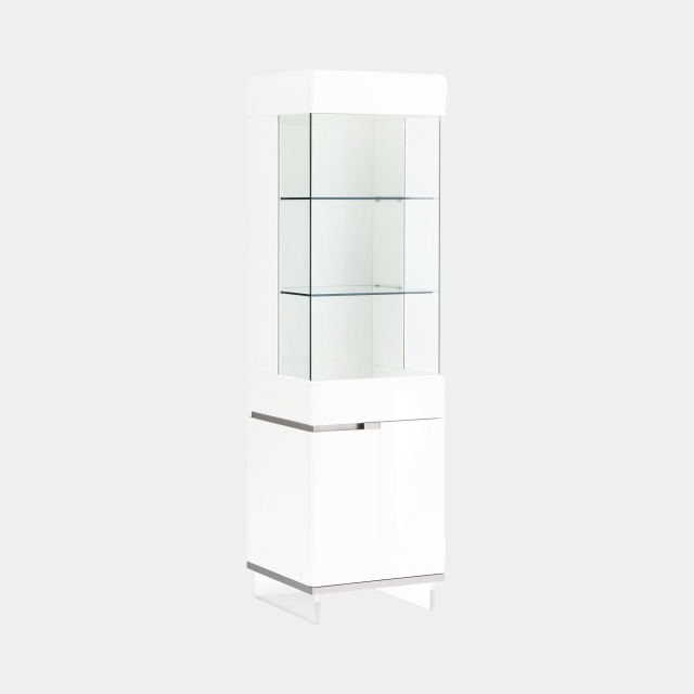 Polar - 1 Door Right Curio Cabinet In White High Gloss