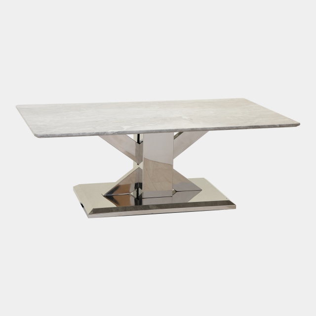 Azaro - Coffee Table Grey Marble Top With Chrome Finish Base