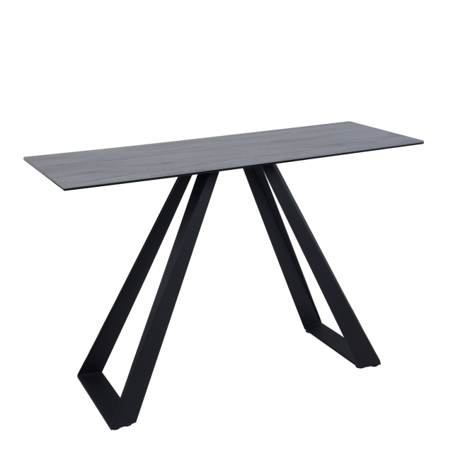 Console Table Grey Wood Effect Ceramic Top - Conrad