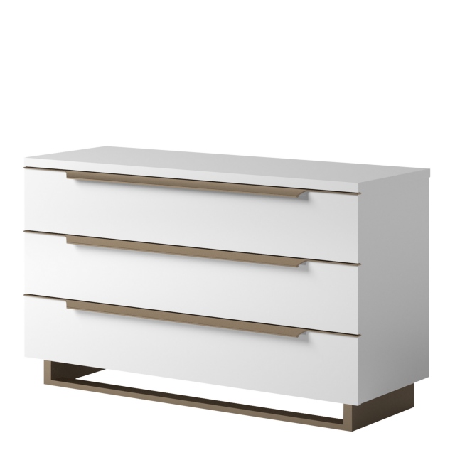 Single 3 Drawer Dresser in White Gloss Finish - Sahara