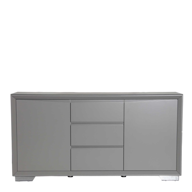 Athena - Sideboard Grey Matt Finish With Grey Frosted Glass Top