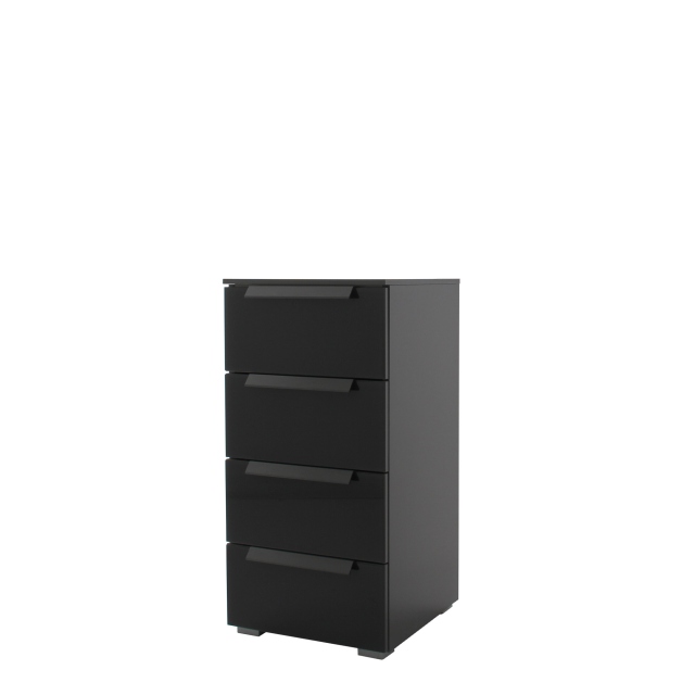 6G25 40cm 4 Drawer Narrow Chest With Coloured Glass Front In A226B Graphite/Basalt Glass - Nova 