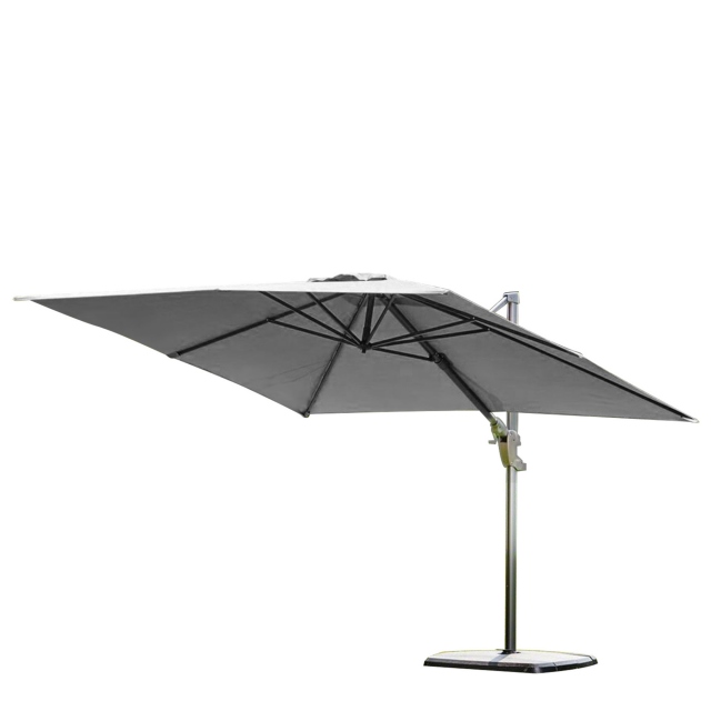 3m x 3m Square Parasol Inc Cover In Grey With Sand & Water Base - Biarritz