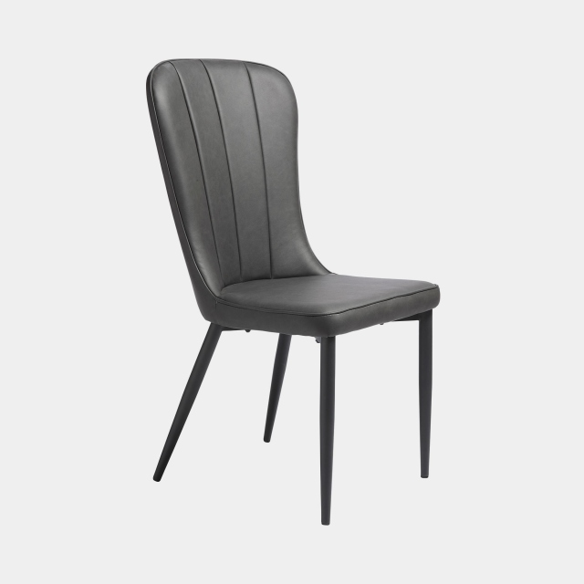 Faux Leather Dining Chair In Dark Grey - Mala