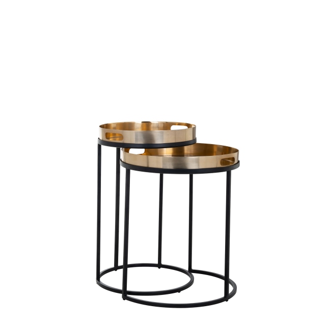 Set Of 2 Side Tables Gold Finish - Holbury