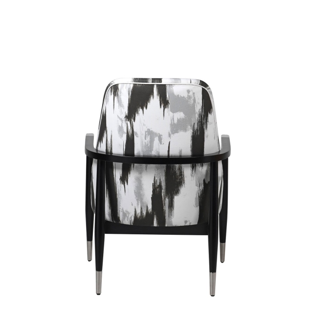 Armchair In Black, White & Grey Fabric - Garbo