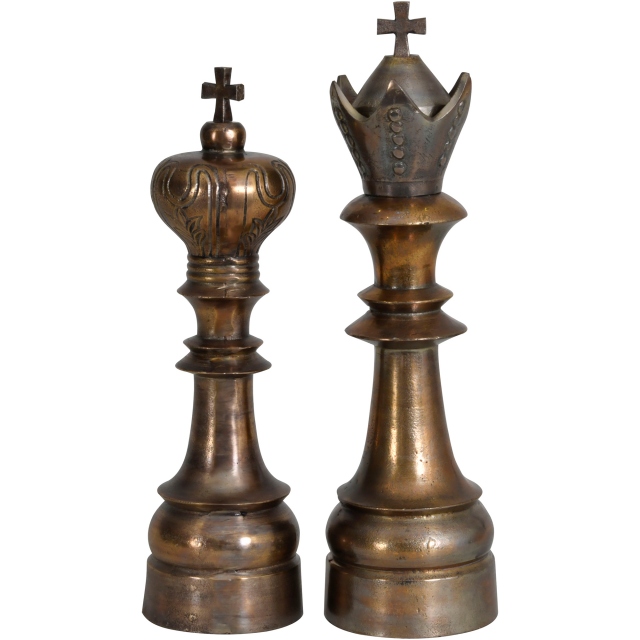 Antique Gold Textured Aluminium King Chess Piece Sculpture