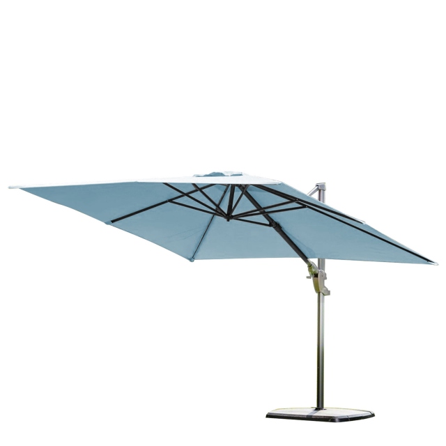 3m x 3m Square Parasol In Duckegg With Sand & Water Base - Biarritz