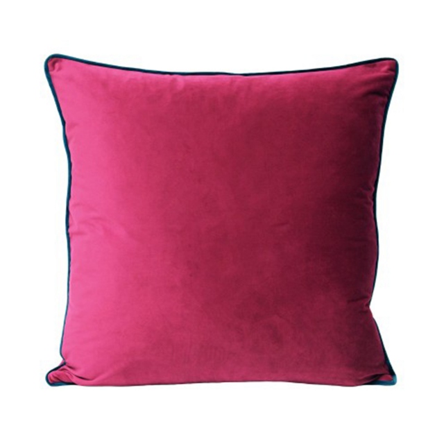 Zenith Contrast Piped Velvet Raspberry/Teal Cushion Large