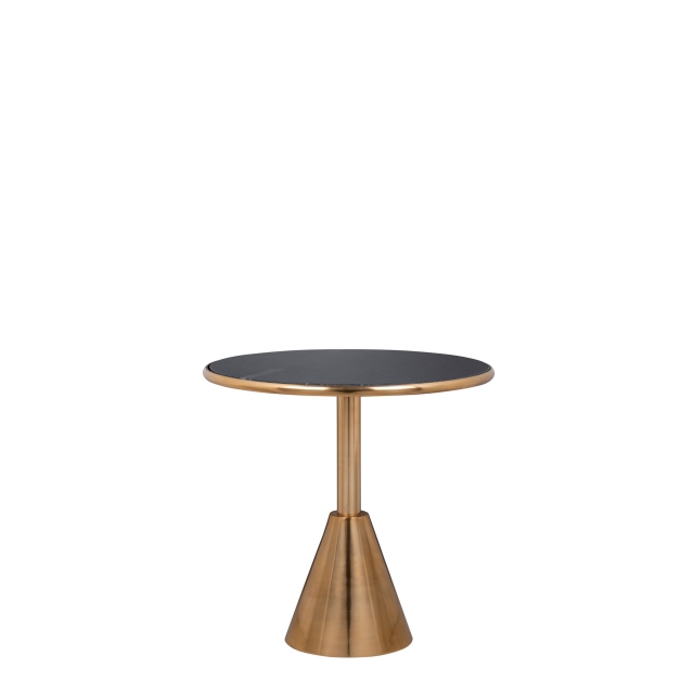 Ø Side Table With Matt Black Top & Gold Aluminum Base - Sanson