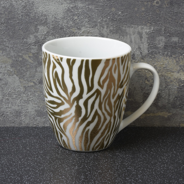 Zebra Print Mug Gold