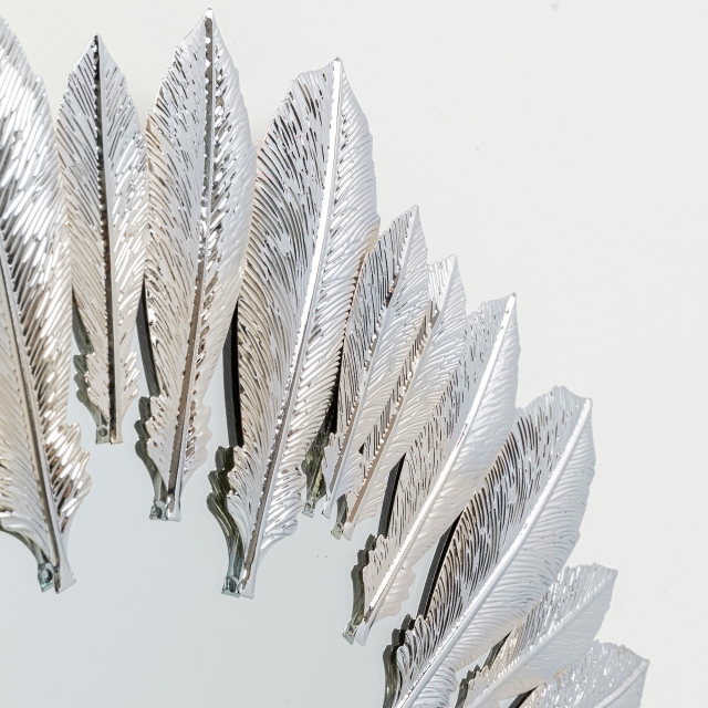 Feather Wall Mirror Silver