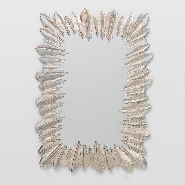 Feather Wall Mirror Silver