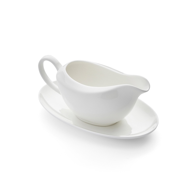 Serendipity White Gravy Boat and Stand