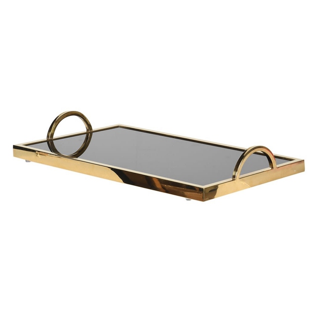 Black Glass Gold Tray Small
