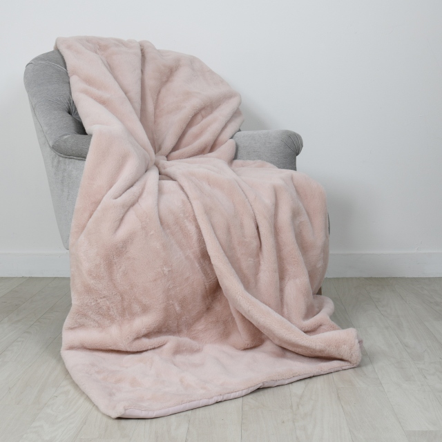 By Caprice Ava Faux Fur Throw Blush