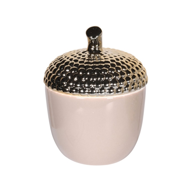 Taupe And Gold Jar - Acorn