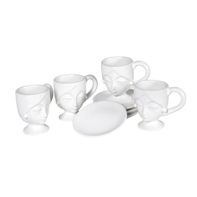 Faces Cup & Saucer Set of 4