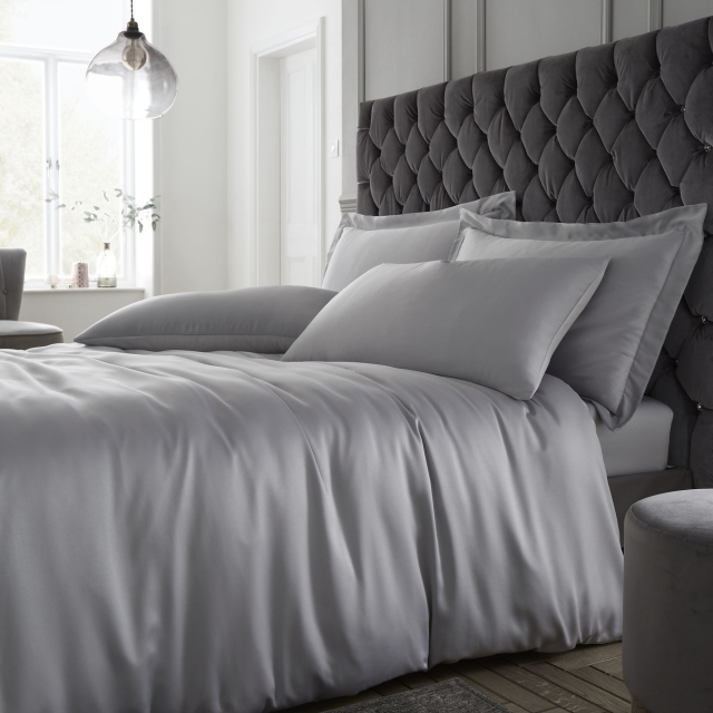 Silky Soft Satin Silver Bedding Collection - Catherine Lansfield