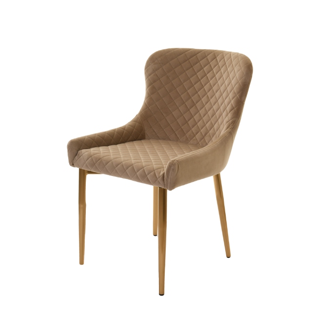 Copeland - Velvet Dining Chair Gold Legs In Taupe