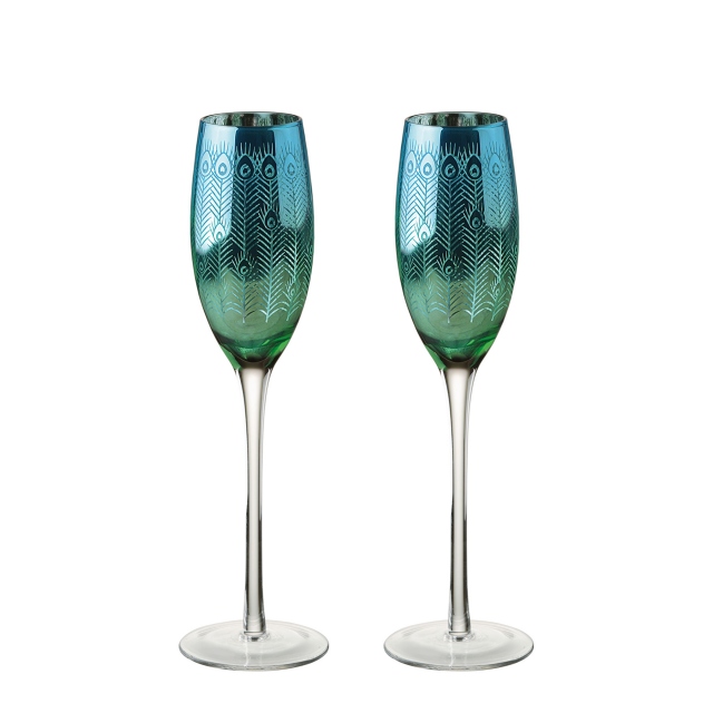 Set of 2 Flutes - Peacock
