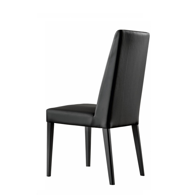 Leather Dining Chair In Black Ecoleather - Savona