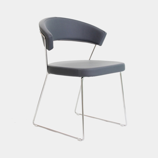 Dining Chair In Leather & P77 Chrome Leg - Connubia Calligaris New York