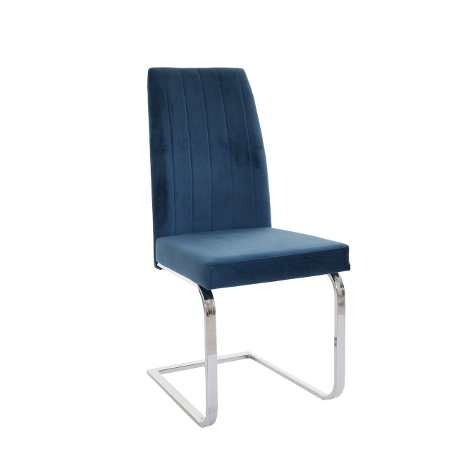 Velvet Cantilever Dining Chair In Blue - Prato