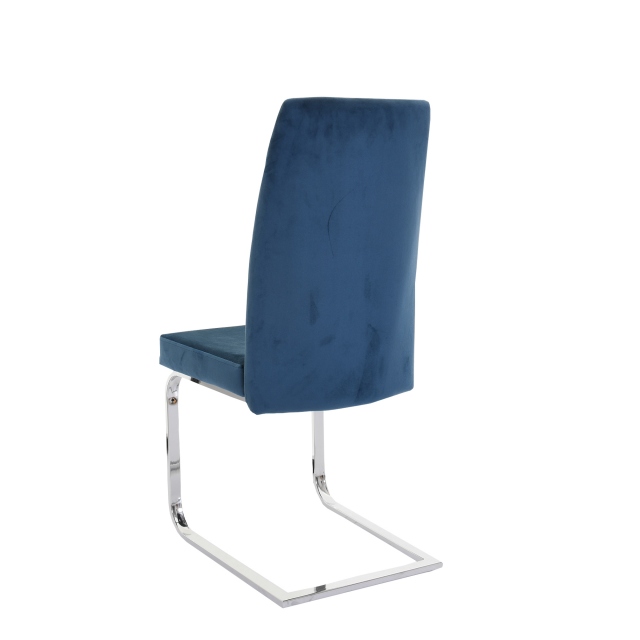 Velvet Cantilever Dining Chair In Blue - Prato