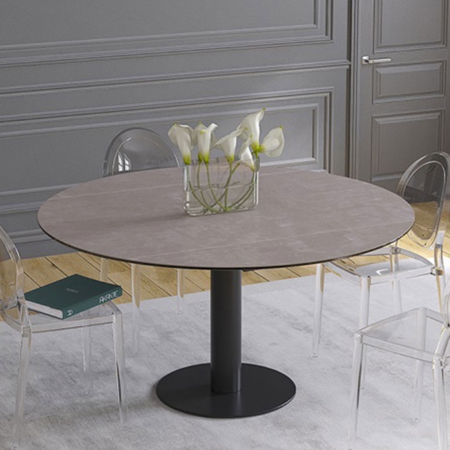 90cm Extending Dining Table With Black Steel Base - Paris