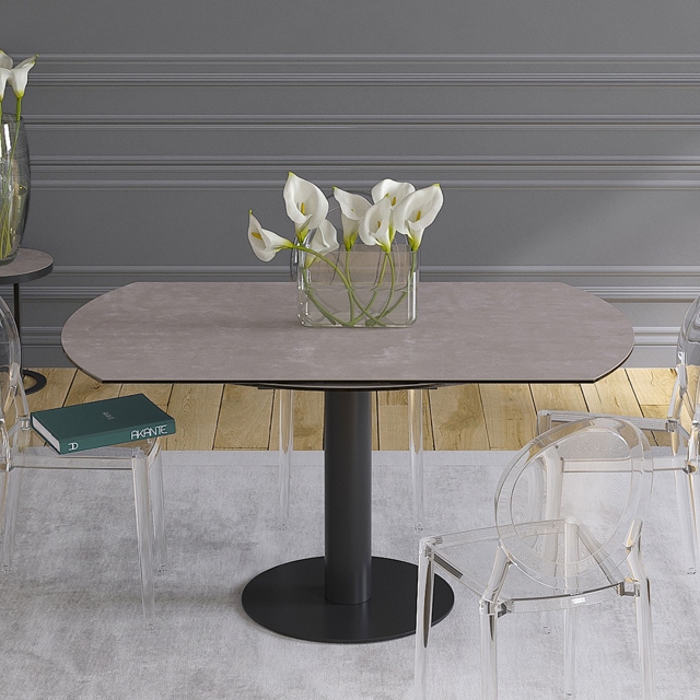 90cm Extending Dining Table With Black Steel Base - Paris