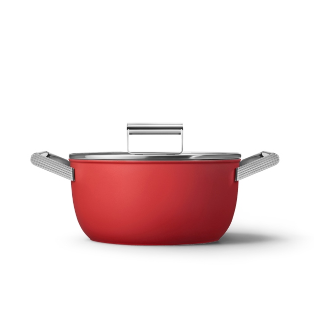 Smeg Casserole 2 Handles With Lid 24cm Red