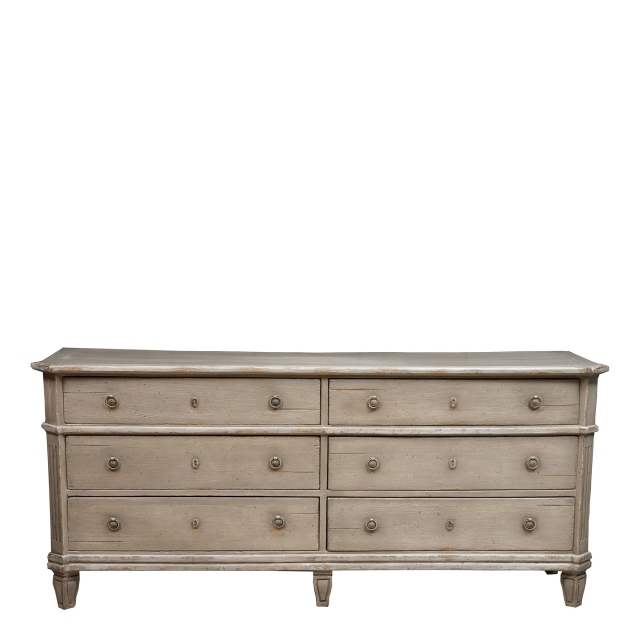 6 Drawer Chest In Hand Painted Distressed Finish - Provence