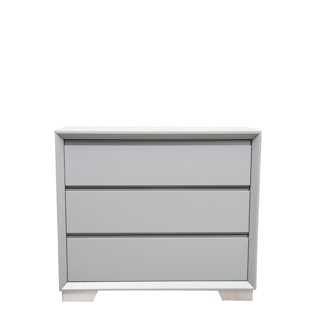 3 Drawer Wide Cabinet In Grey Matt Finish - Vigo