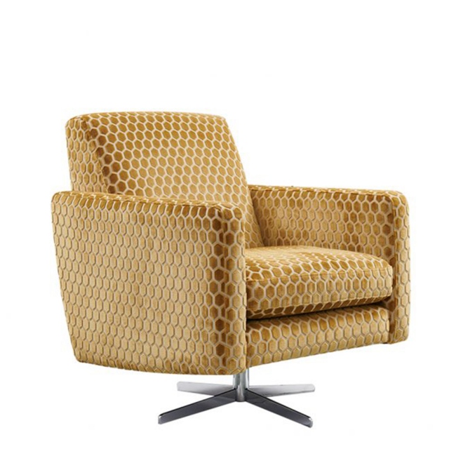 Club Swivel Chair In Fabric - Evora