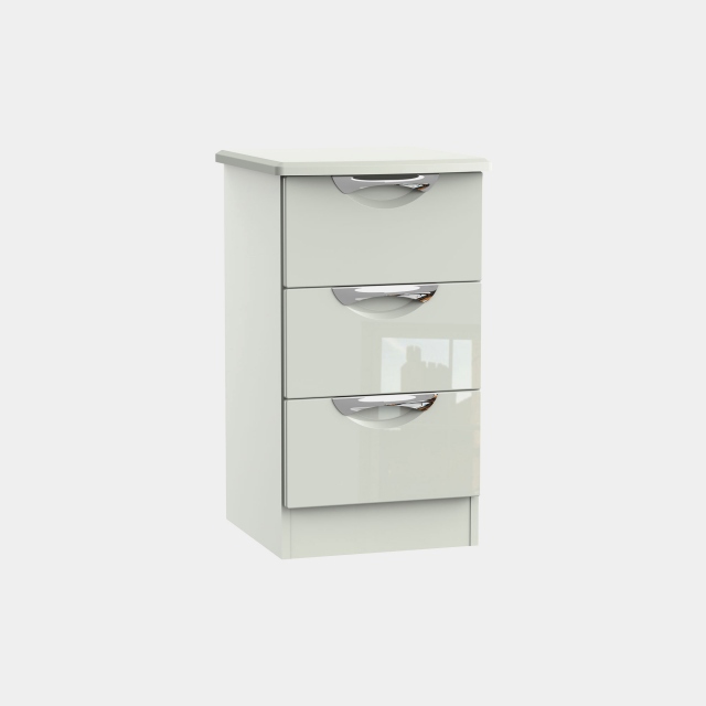 3 Drawer Bedside Chest Kaschmir High Gloss Fronts And Base - Stanford