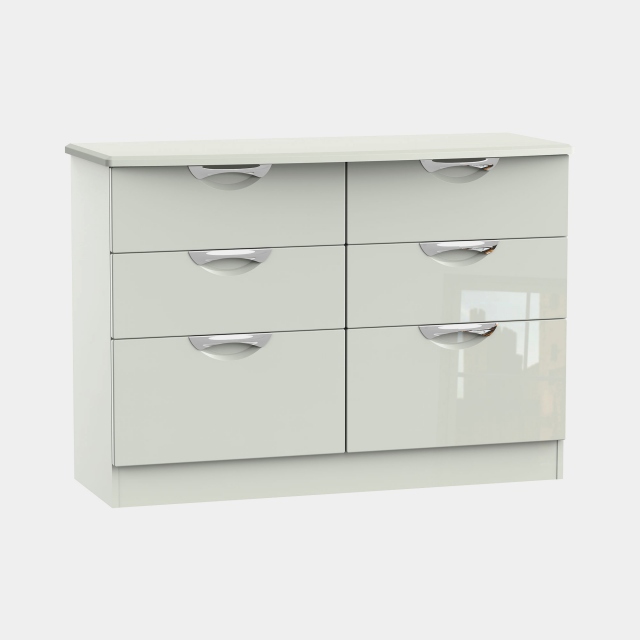 6 Drawer Midi Chest Kaschmir High Gloss Fronts And Base - Stanford
