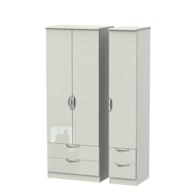 Tall Triple 2+2 Drawer Robe Kaschmir High Gloss Fronts And Base - Stanford