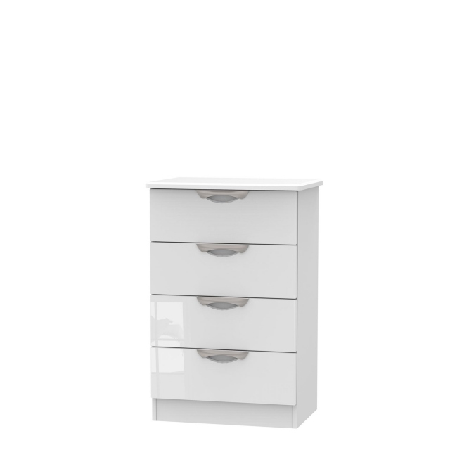 4 Drawer Midi Chest White High Gloss Fronts And Base - Stanford