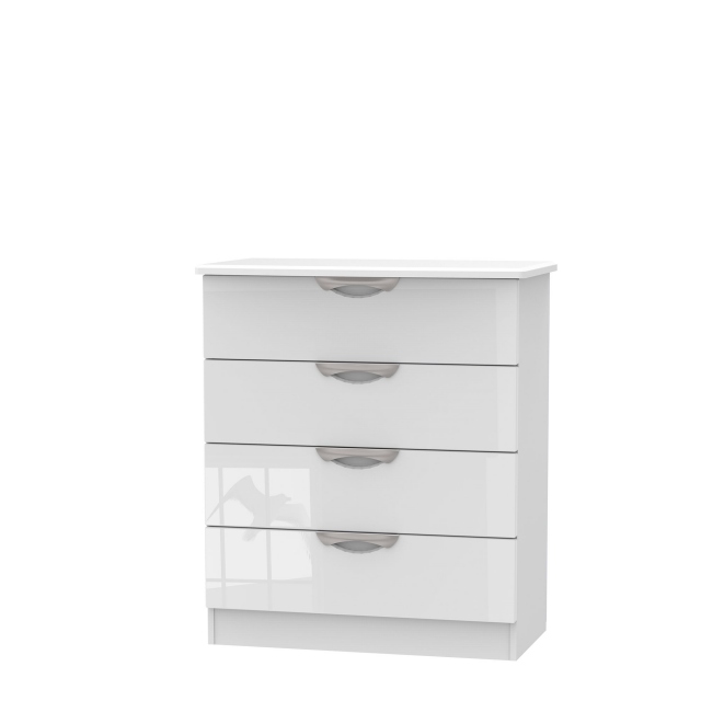 4 Drawer Chest White High Gloss Fronts And Base - Stanford