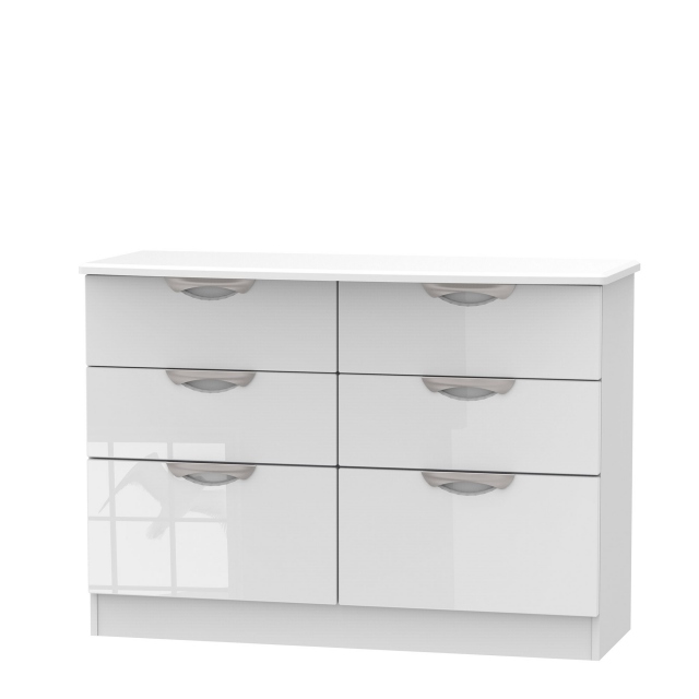 6 Drawer Midi Chest White High Gloss Fronts And Base - Stanford