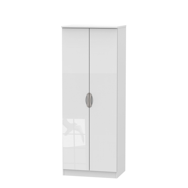 Tall Plain Robe White High Gloss Fronts And Base - Stanford