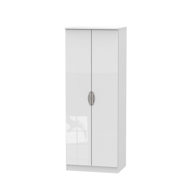 Tall Double Hanging Robe White High Gloss Fronts And Base - Stanford